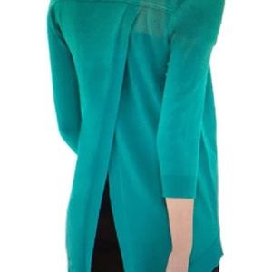 Cotton spandex split back cardigan